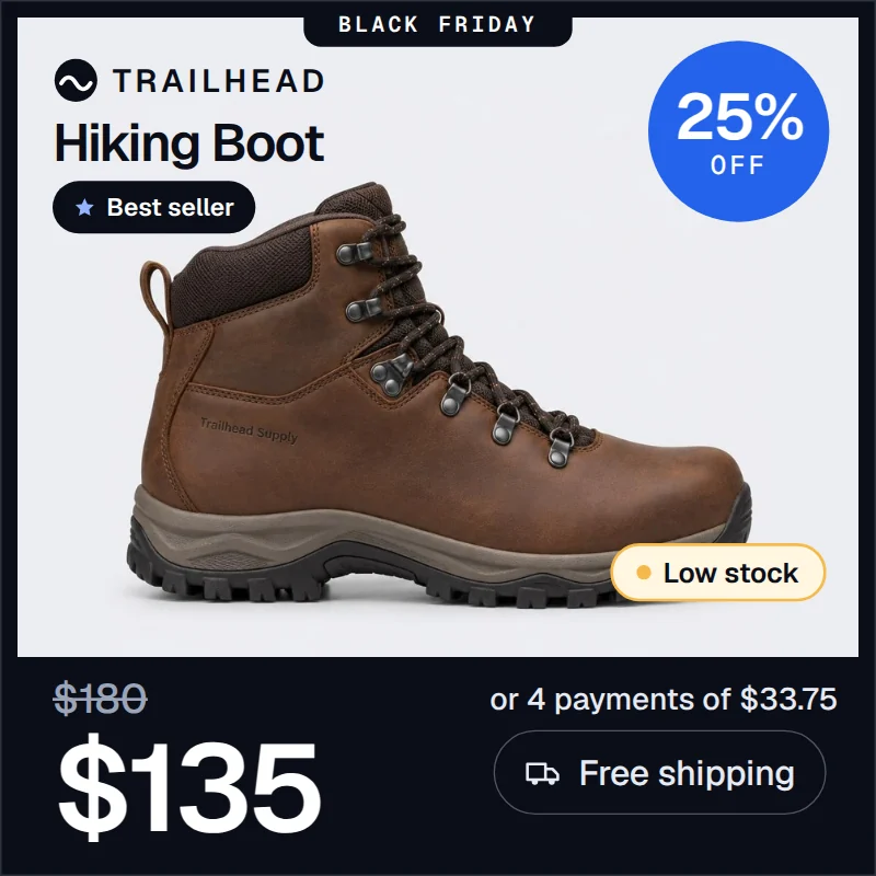 Hiking boot dynamic ad